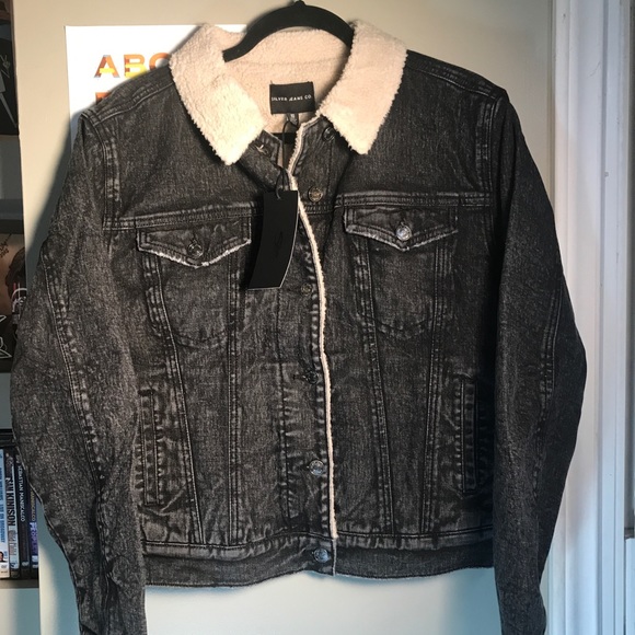 (New) Ladies M Silver Jeans Shearling Jean Jacket - Picture 1 of 3